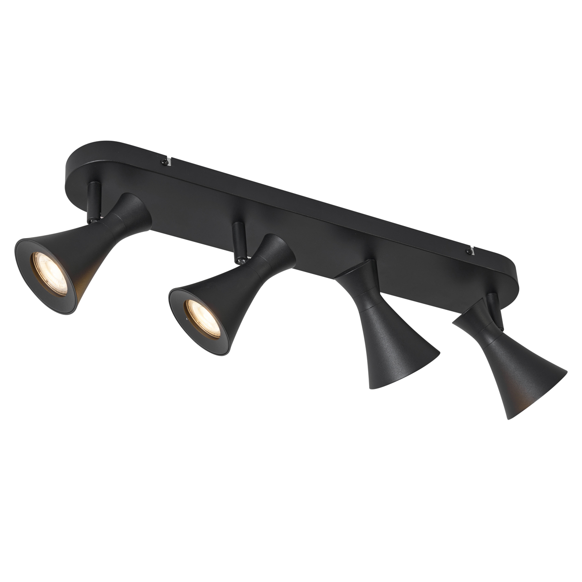Foco de techo moderno negro 4 luces giratorio e inclinable - Triangle