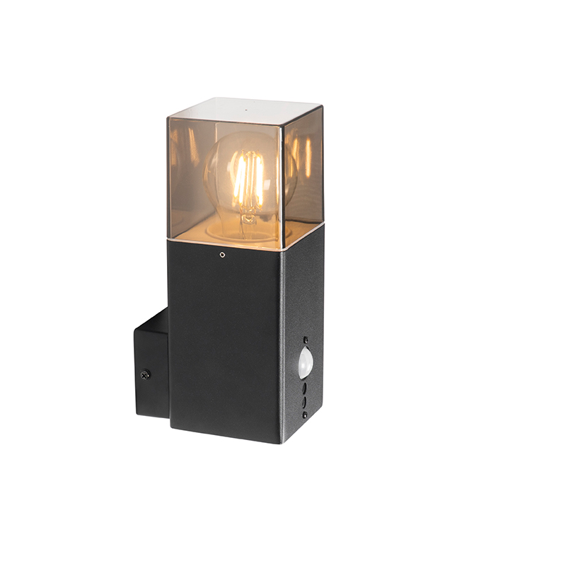Outdoor Wall Light Black IP44 with Motion Sensor - Denmark