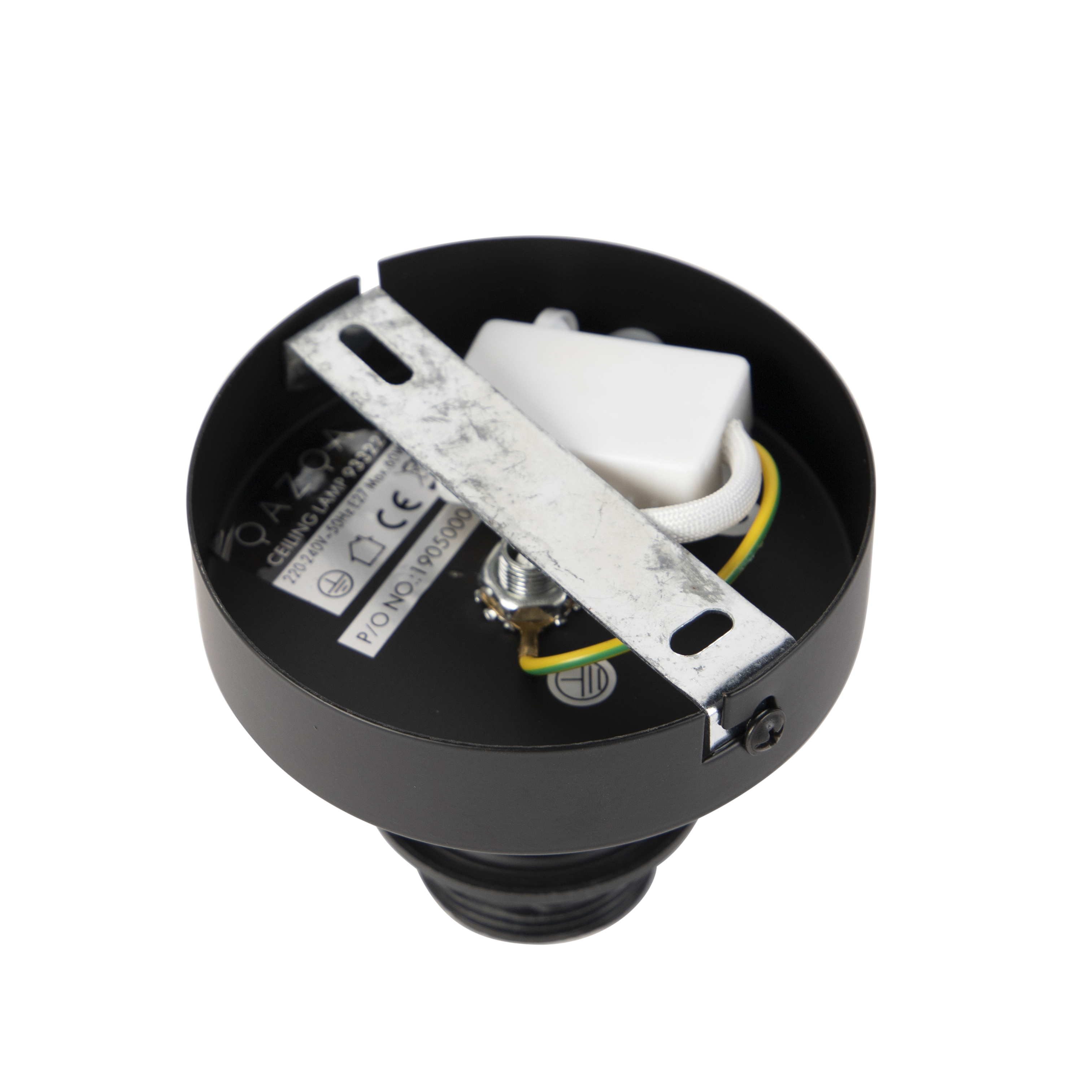 Ceiling Light with Cotton Shade Black with Gold 32 cm - Combi Black