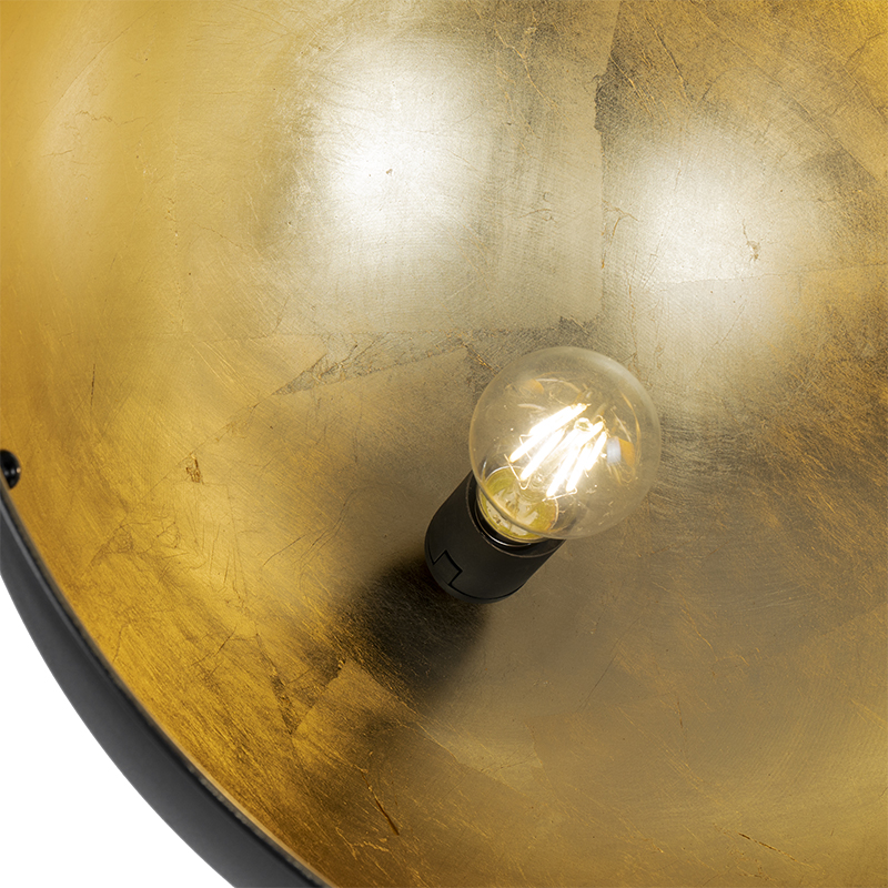 Lampadaire industriel noir 50 cm avec or réglable - Magnax
