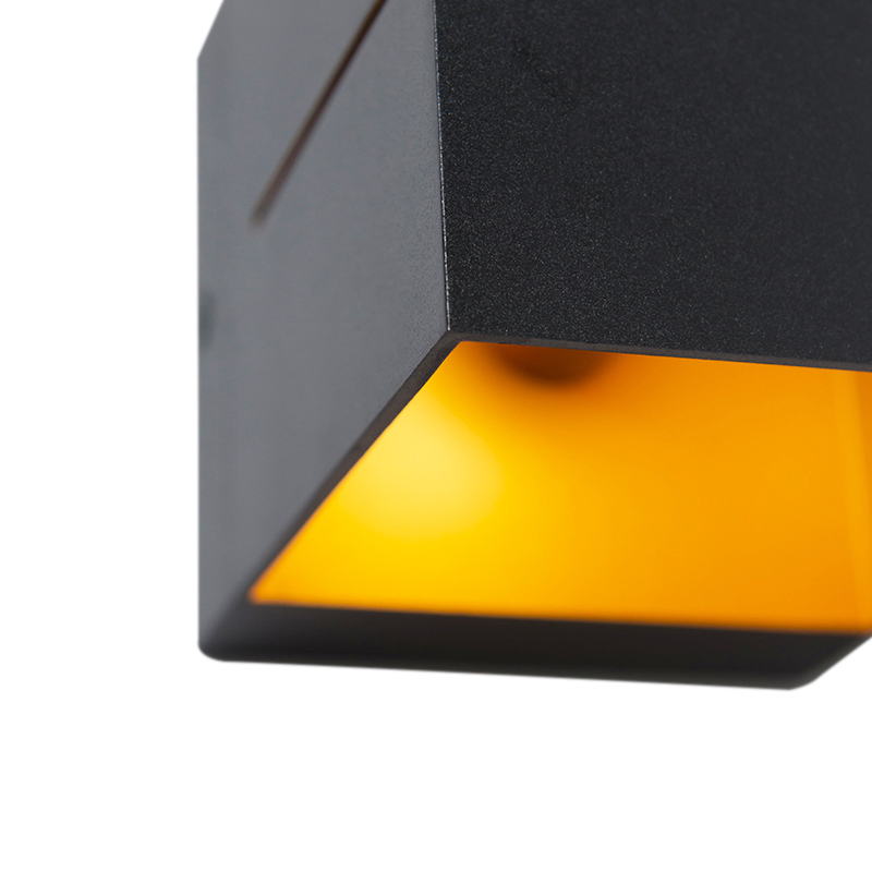 Set of 4 Wall Light Black with Gold 9.7 cm - Transfer Groove