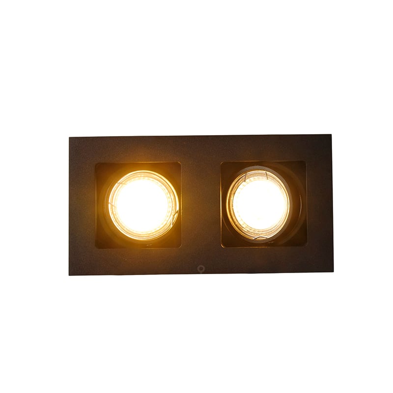 Faretto da incasso nero rettangolare 2 luci - Qure