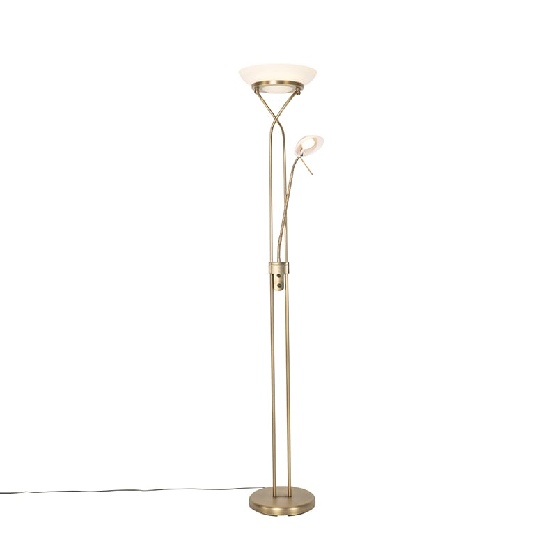 Lampadaire bronze avec LED et variateur avec lampe de lecture - Empoli
