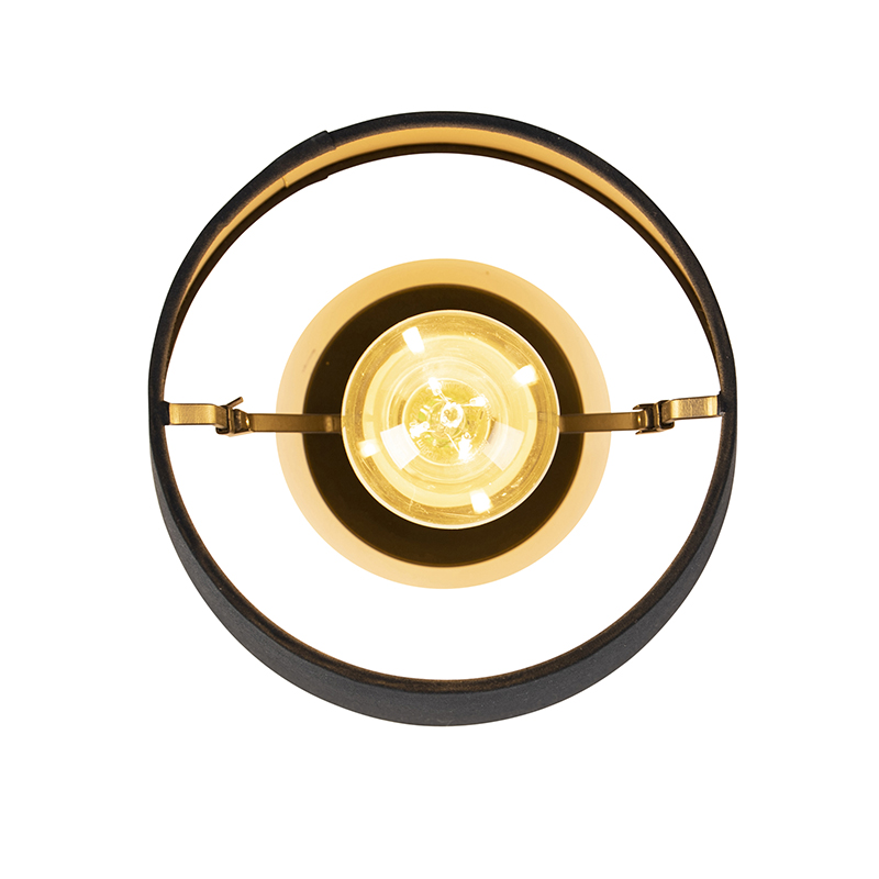 Plafón con pantalla de algodón negra con dorado 20 cm - Combi Black
