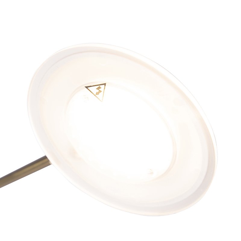 Qazqa - Modern Steel Floor Lamp With Reading Lamp - Nickel Matt Satin Finish - LED Dimmer - Suitable For Living Room, Bedroom, Dining Room