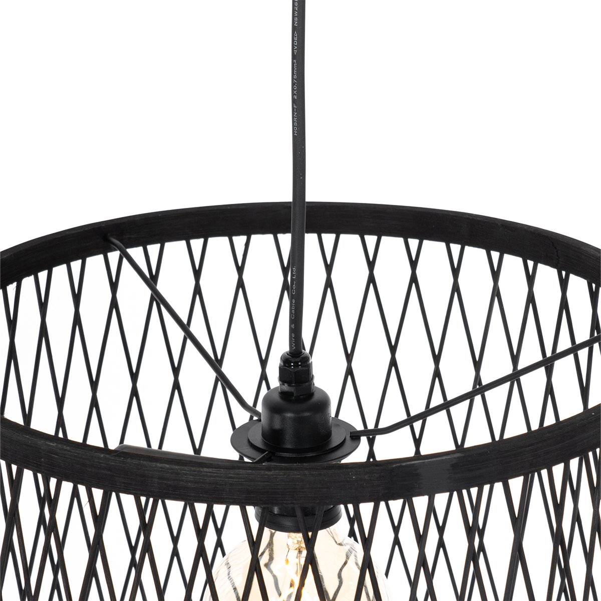 Suspension d'extérieur rustique en rotin noir 3 lumières - Calamus