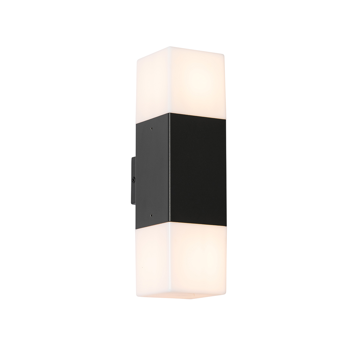 Lampada da parete per esterni nera con paralume opale 2 luci IP44 - Denmark