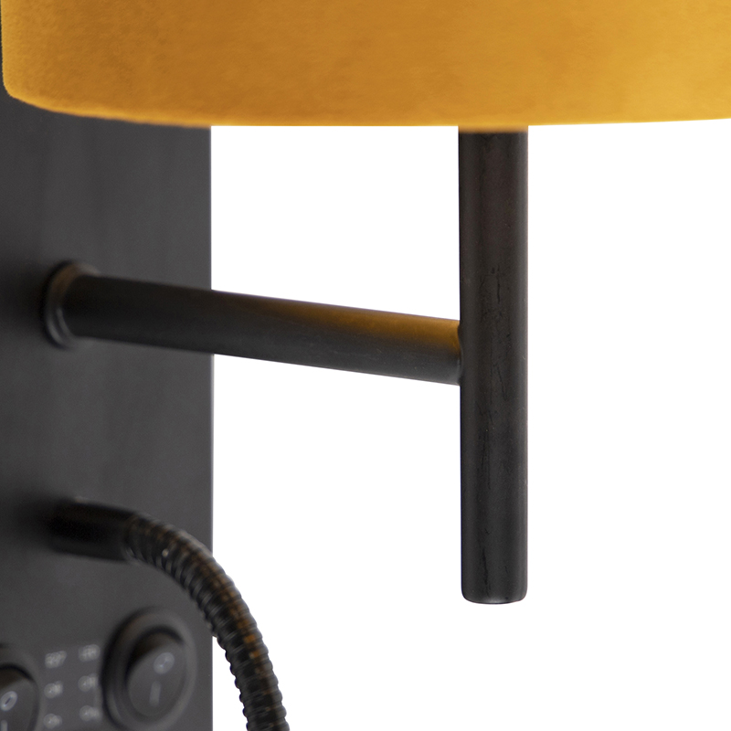 Wall Light Black with Velvet Yellow Shade - Stacca