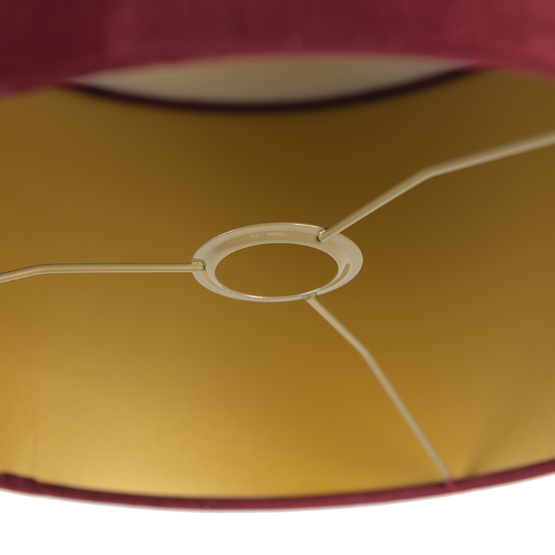 Abat-jour en velours rouge 35/35/20 avec intérieur doré