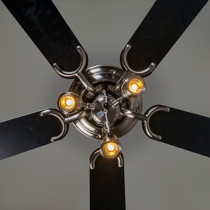 Ceiling Fan Steel 110cm 3-Lights with Pull Cord - Mistral