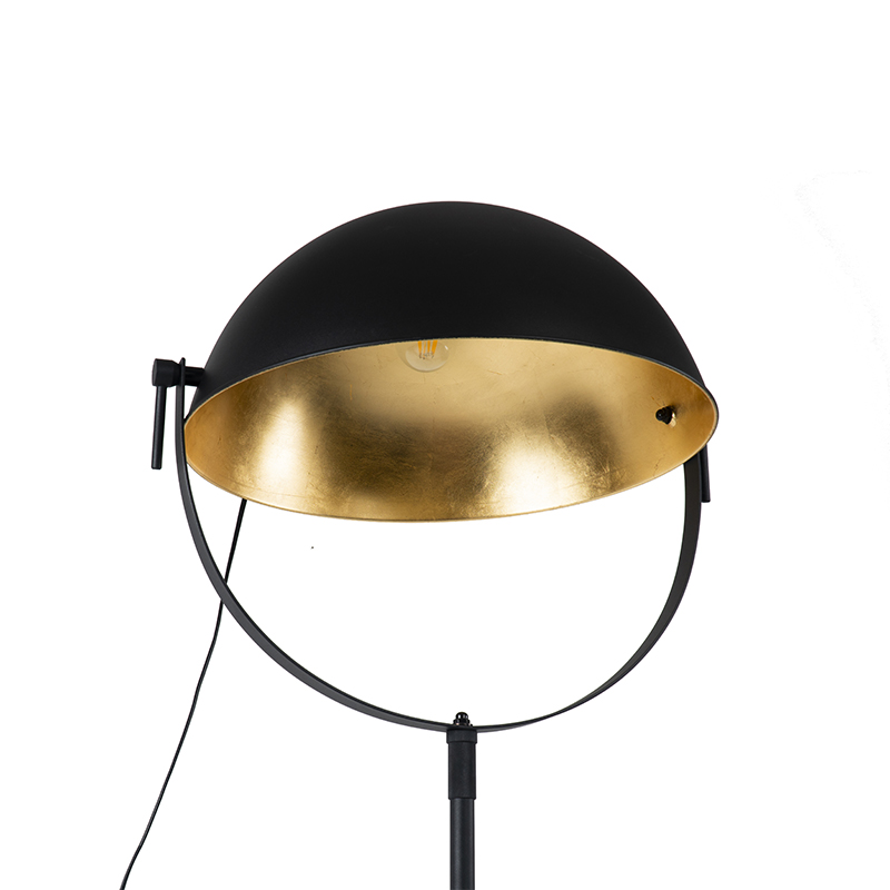 Lampadaire industriel noir 50 cm avec or réglable - Magnax