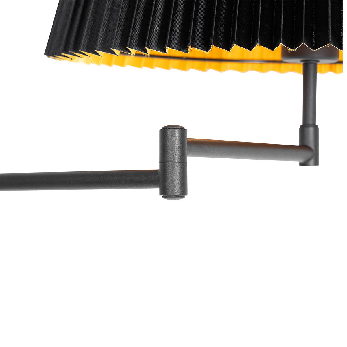 Lámpara de pie negra con pantalla plisada negra y brazo regulable - Ladas Deluxe