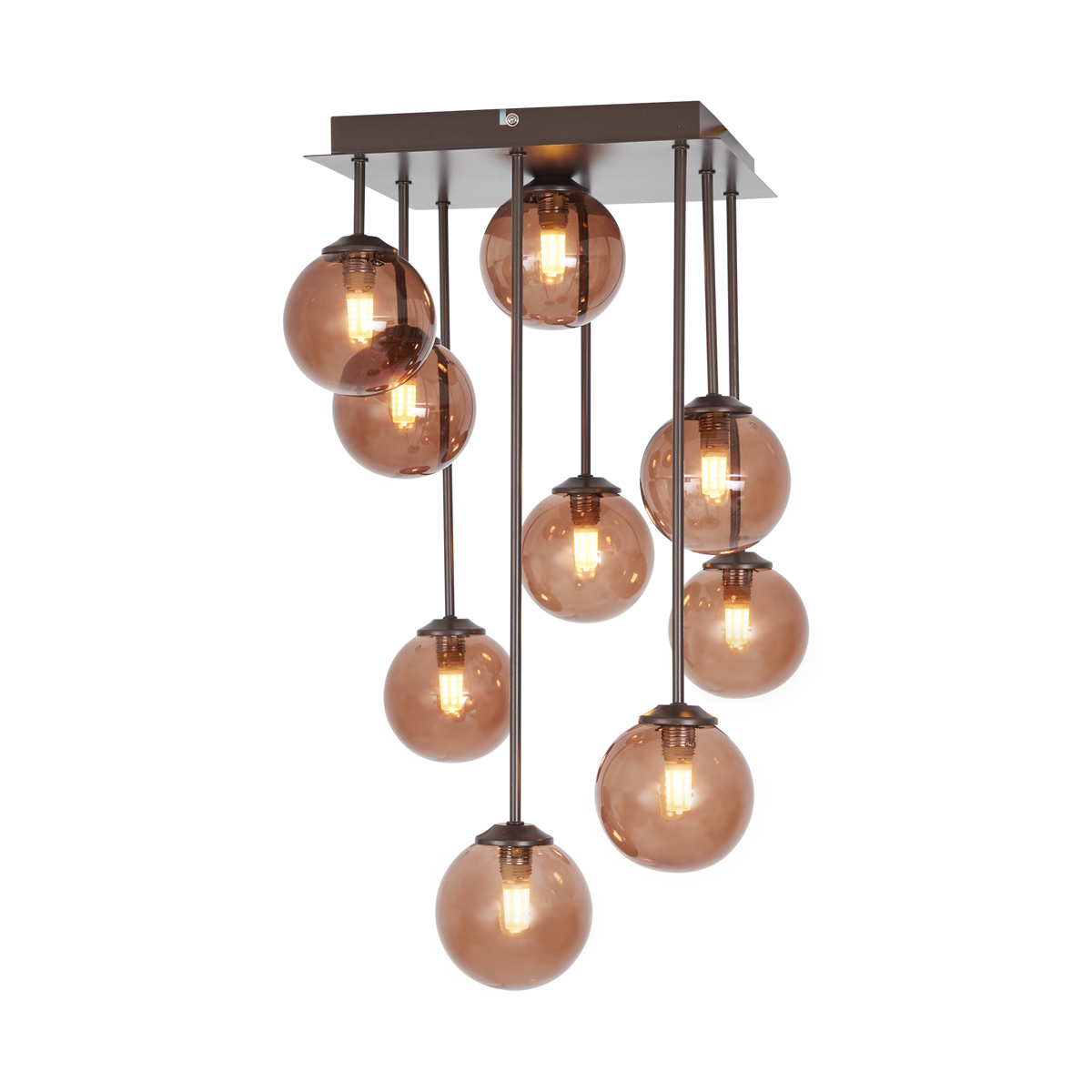 Lámpara de techo de diseño bronce con cristal bronce 9 luces - Athens