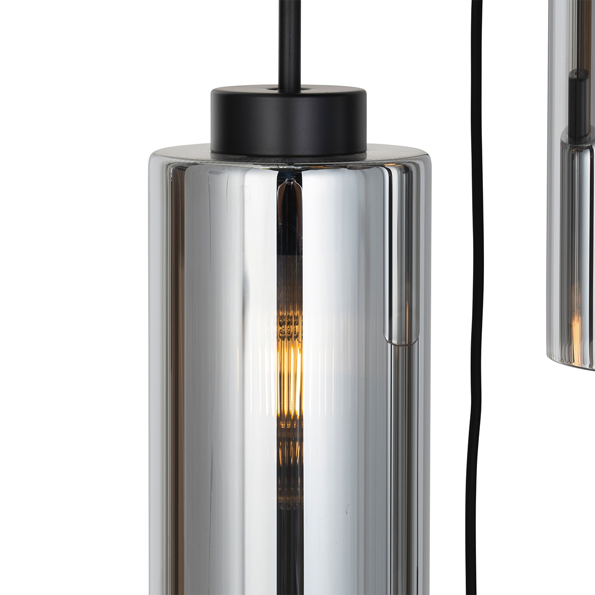 Lámpara colgante Art Deco negra con cristal ahumado 7 luces - Laura