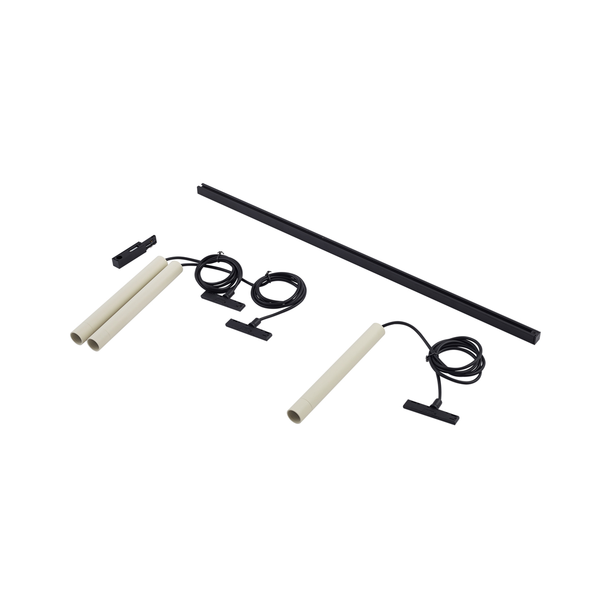 Sistema de iluminación de riel moderno con 3 luces colgantes beige con negro monofásico - Slimline Keno