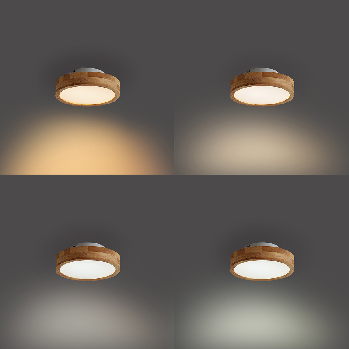 Plafón escandinavo de madera 30cm con LED regulable - Pecker