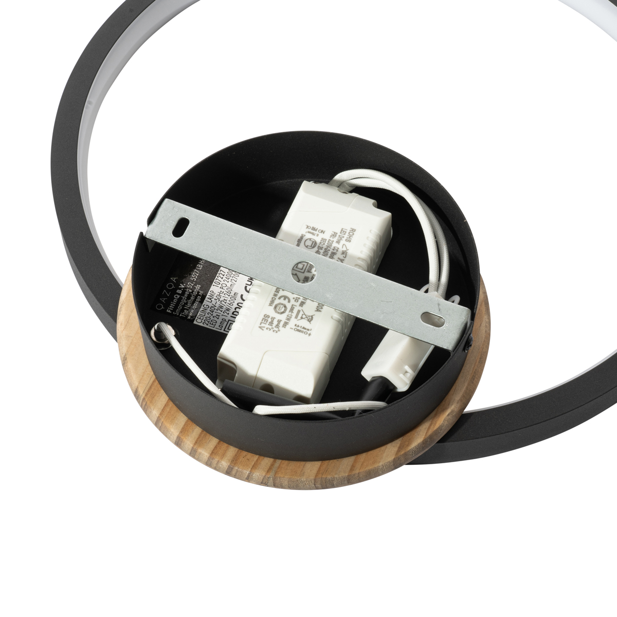 Modern Ceiling Lamp Black with Wood Incl. LED 3-Step Dimmable - Alec