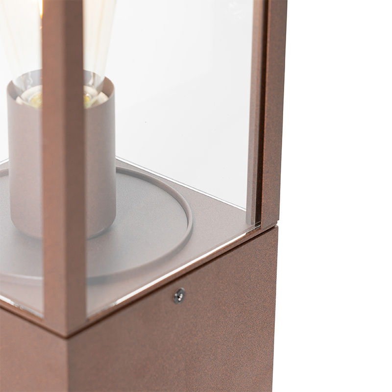 Lampe d'extérieur industrielle sur pied brun rouille 40 cm IP44 - Charlois