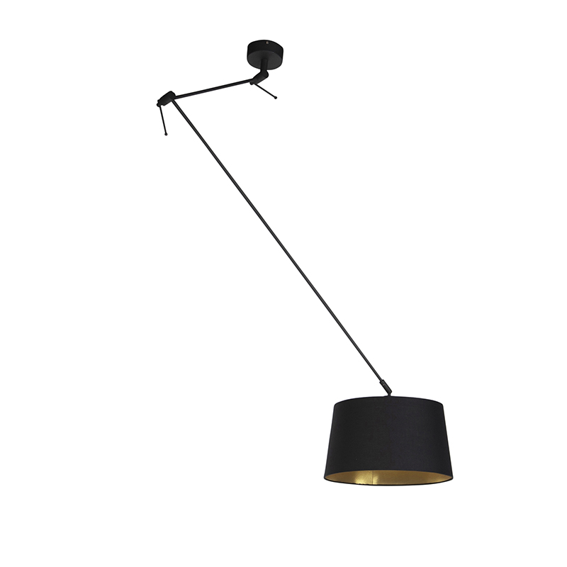 Hängelampe mit Baumwollschirm schwarz mit Gold 35 cm - Blitz I schwarz