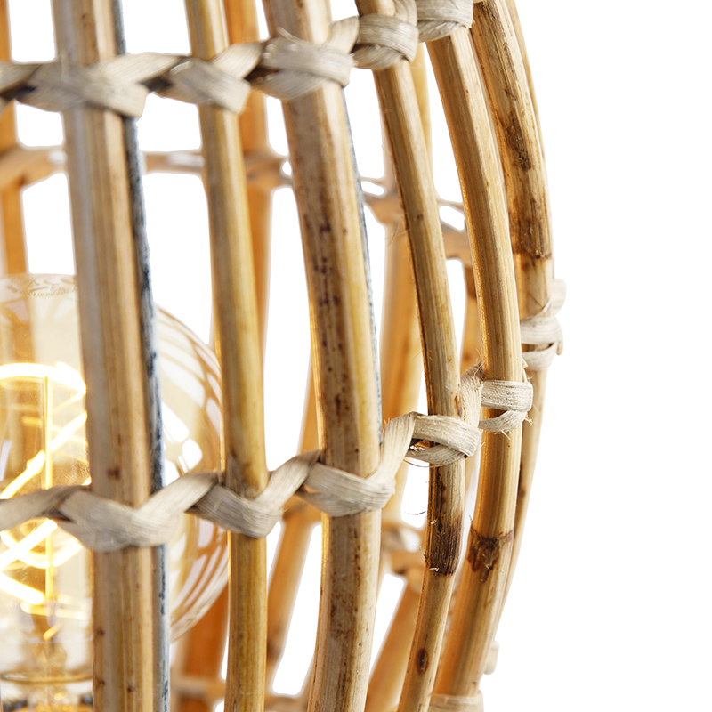 Country Style Table Lamp Tripod Bamboo with White - Canna Capsule