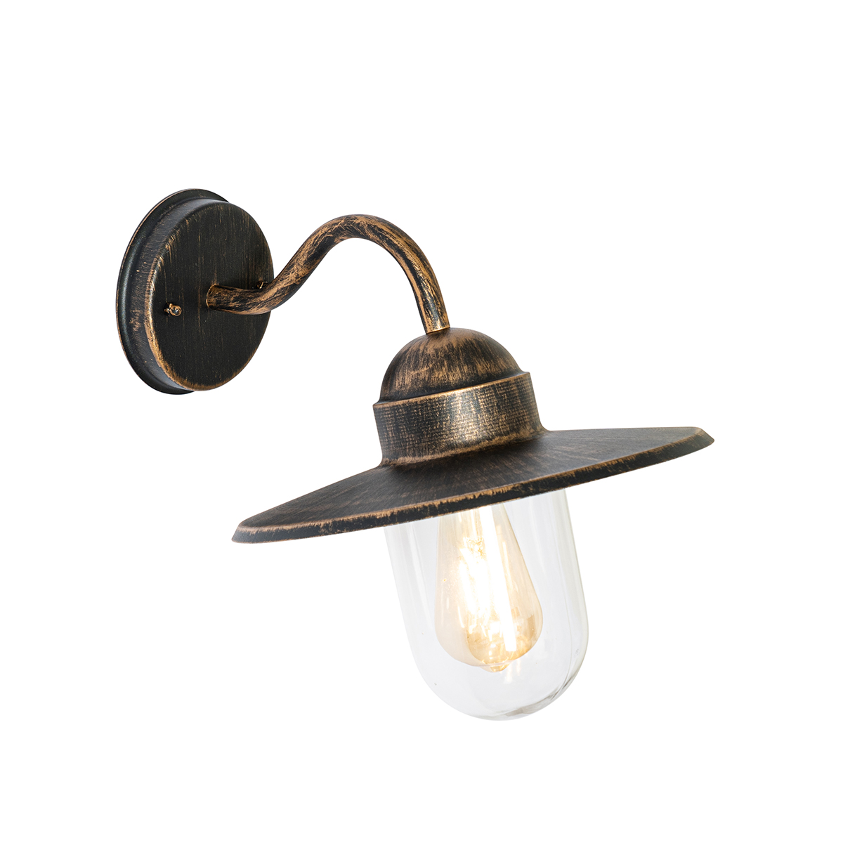 Country Style Outdoor Wall Light Antique Gold IP44 Kansas