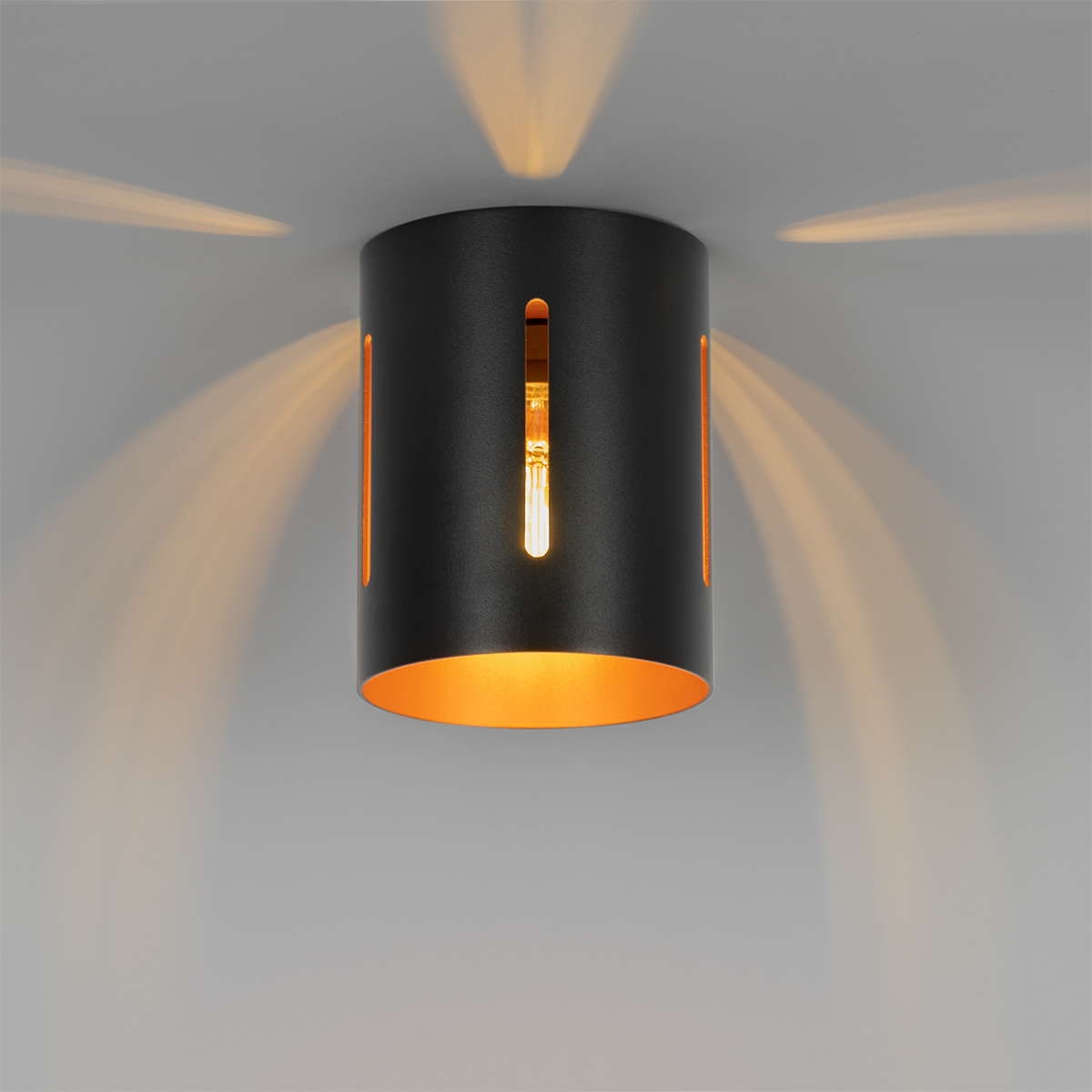 Plafonnier design noir avec intérieur doré - Yana