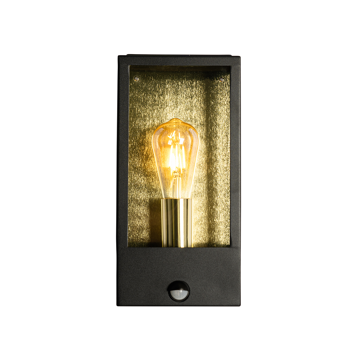 Lampada da parete per esterni nera con oro e sensore di movimento - Rotterdam
