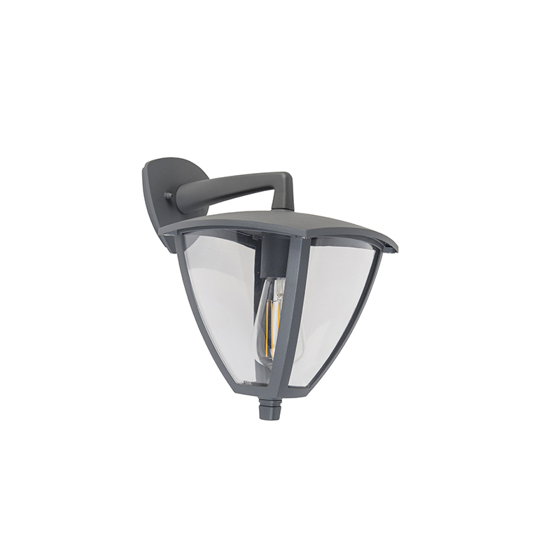 Lanterna da parete classica per esterni con luce verso il basso grigio scuro IP44 - Platar