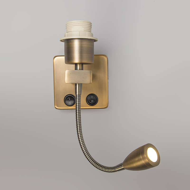 Applique murale bronze avec LED et bras de lecture - Brescia Combi