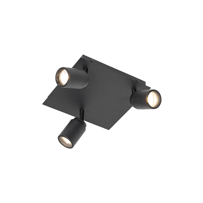 Faretto da bagno moderno nero quadrato 3 luci IP44 - Ducha