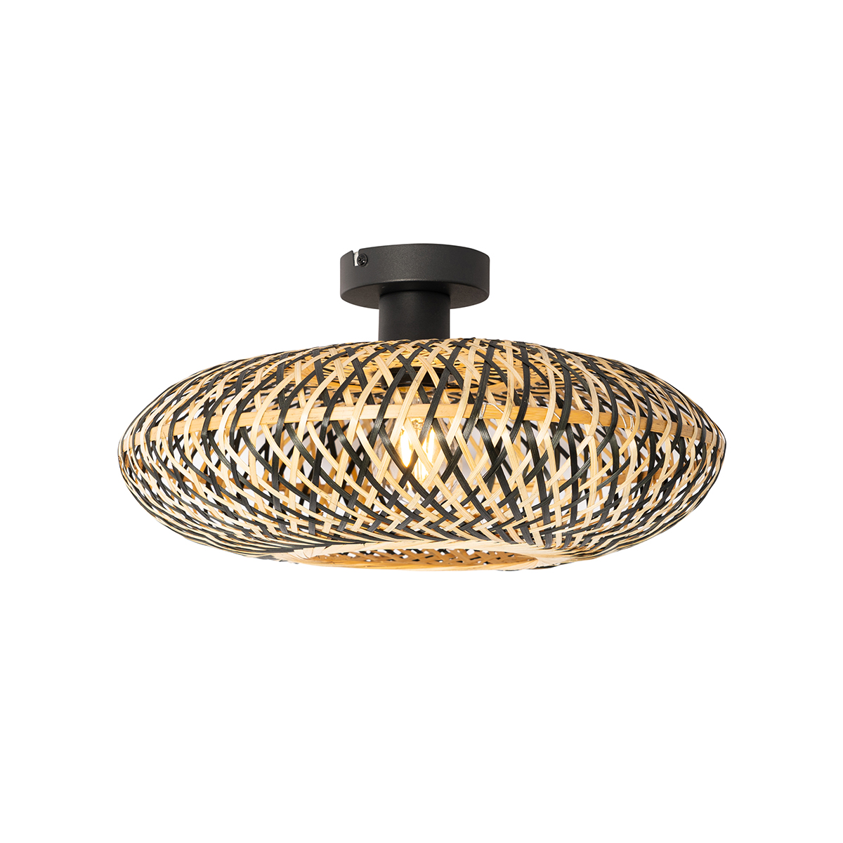 Lampada da soffitto orientale in bambù nero 40 cm - Ostrava