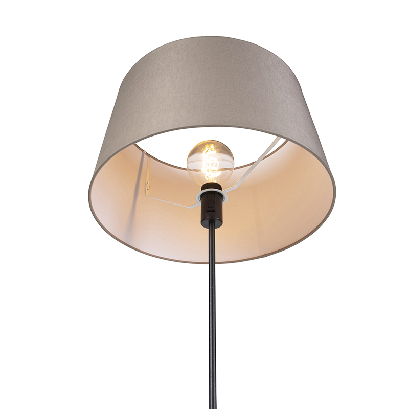 Lampadaire noir avec abat-jour en lin taupe 45 cm réglable - Parte