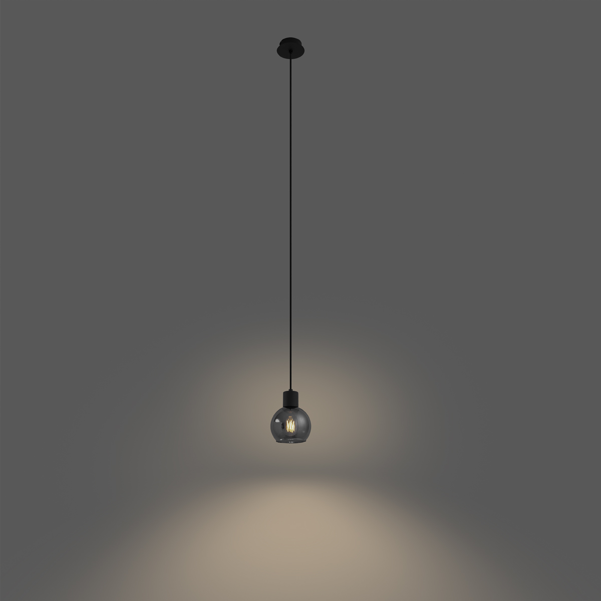 Lampada a sospensione Art Déco nera con vetro fumé - VIDRO