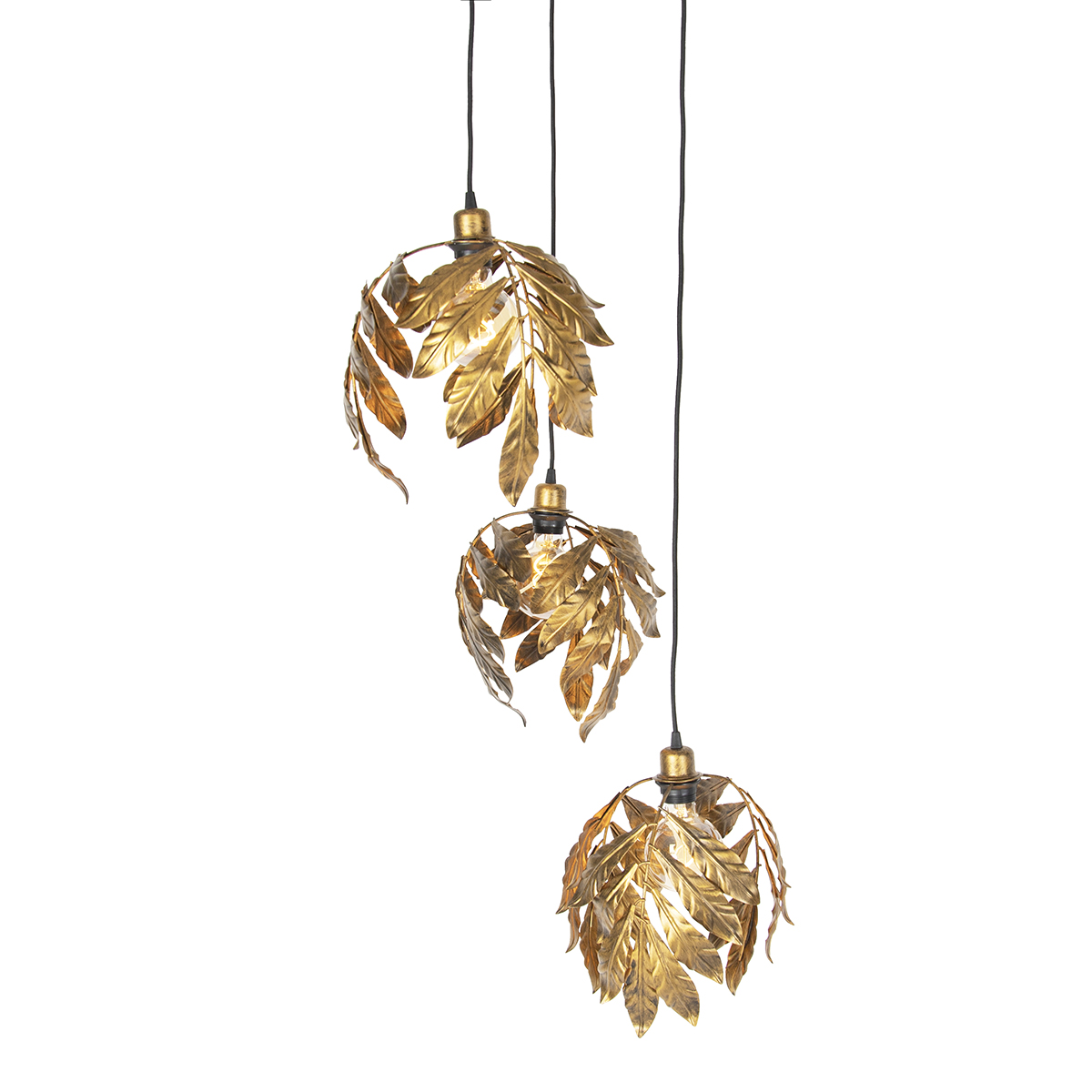 Lámpara colgante vintage oro antiguo redonda 3 luces - Linden