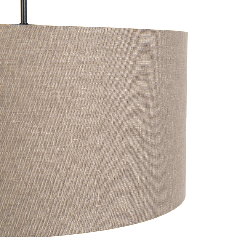 Ländliche Hängelampe schwarz mit braunem Schirm 50 cm - Combi 1