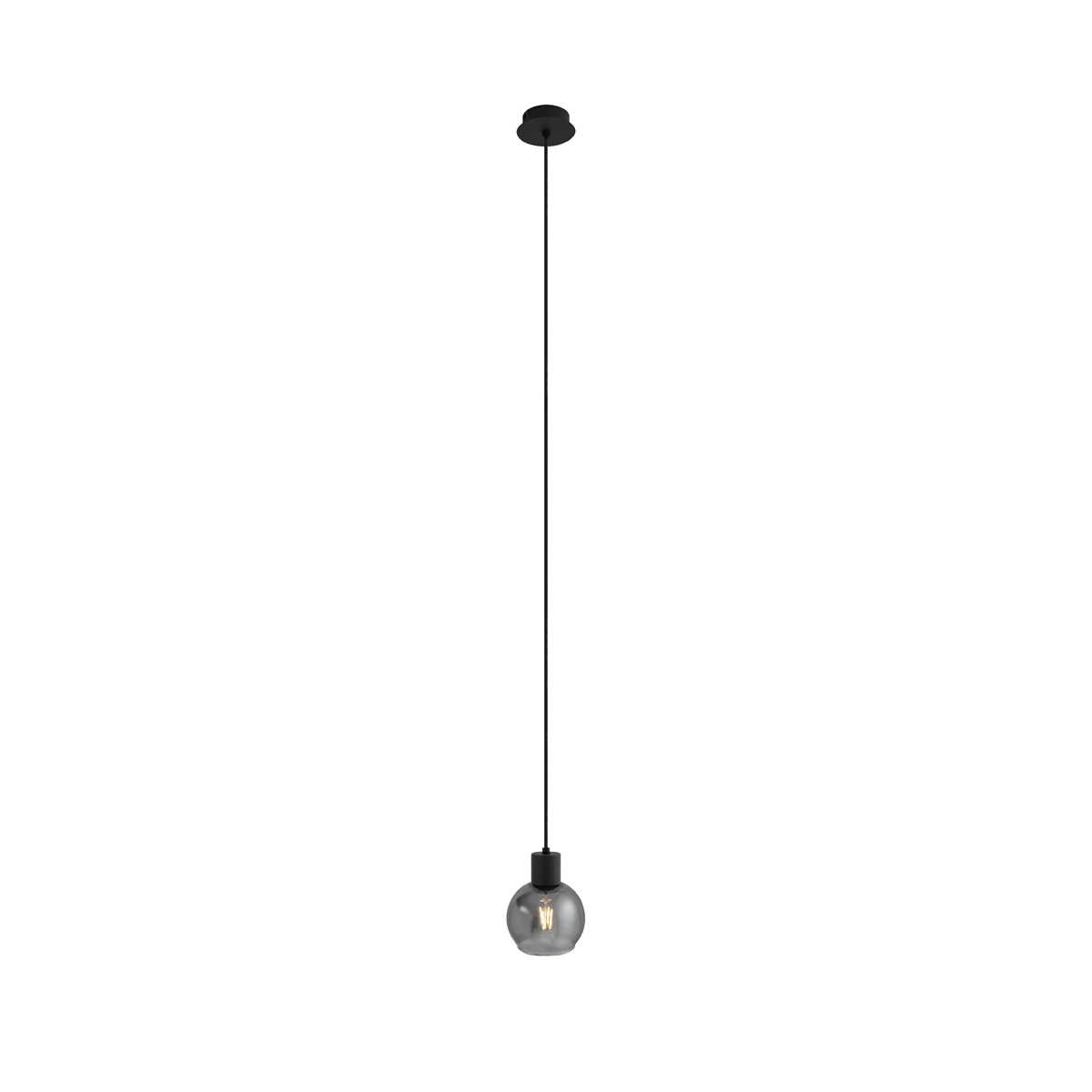 Lampada a sospensione Art Déco nera con vetro fumé - VIDRO