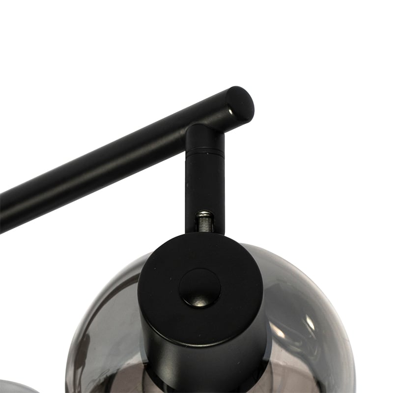 Art Deco Ceiling Light Black with Smoke Glass 4-Lights - Vidro