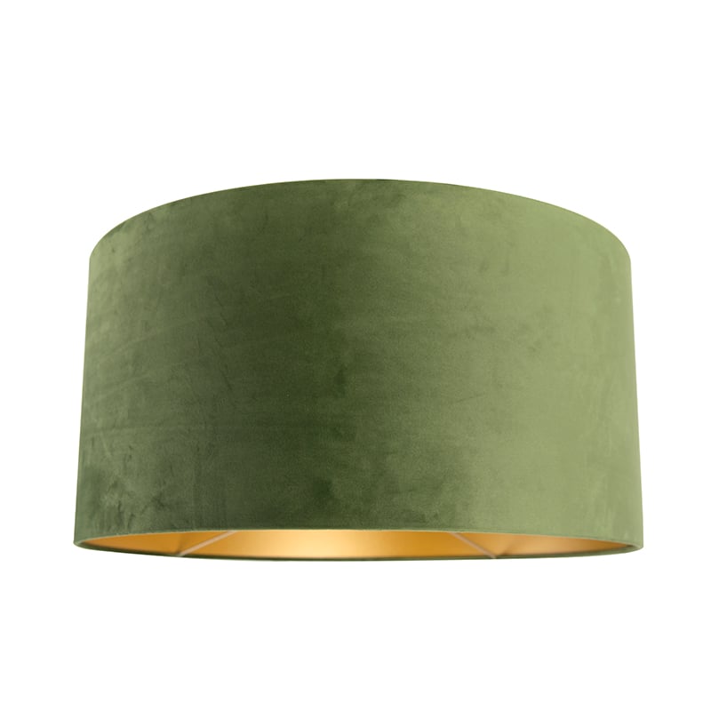 Abat-jour en velours vert 50/50/25 avec intérieur doré