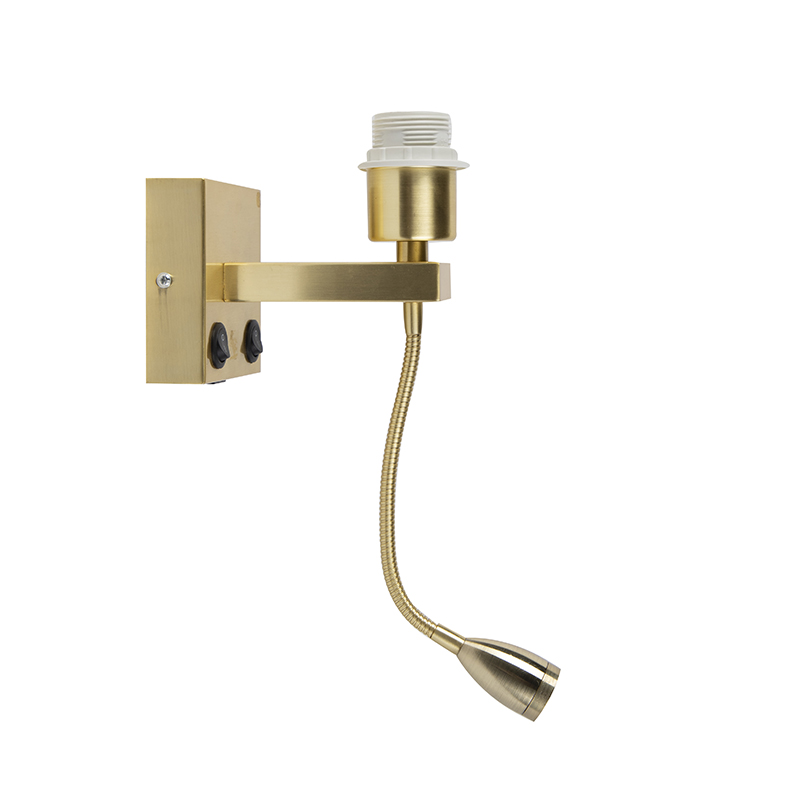 Art Deco Wall Light Gold with USB and Flex Arm - Brescia Combi