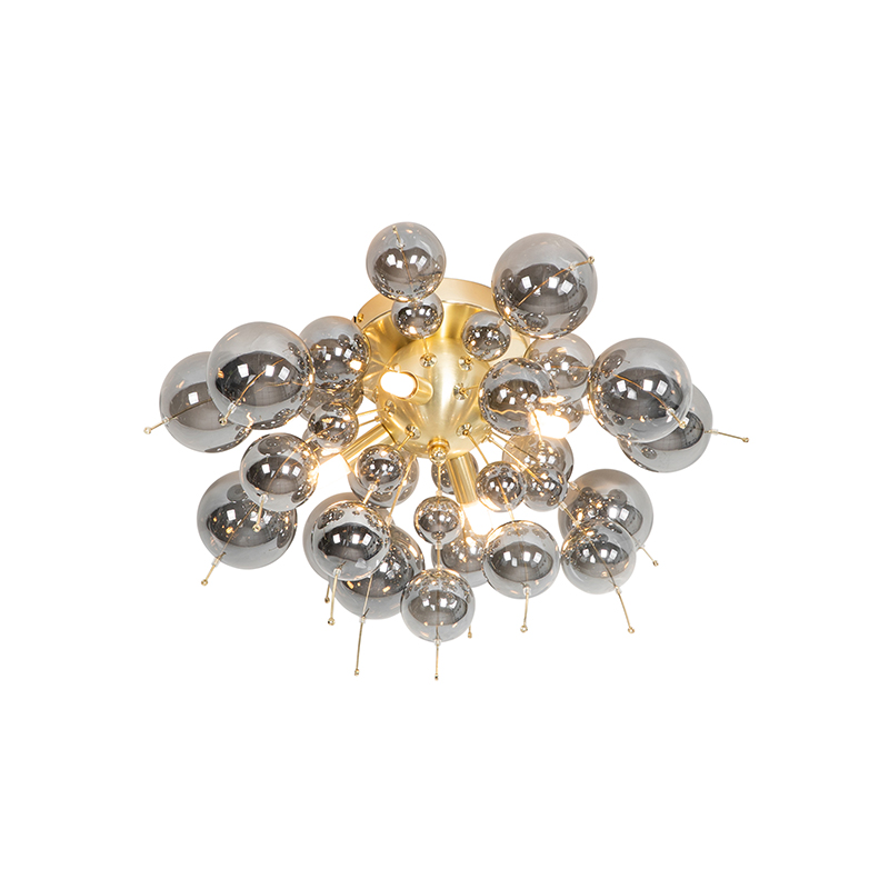 Plafón de diseño latón cristal ahumado 4 luces - Explode