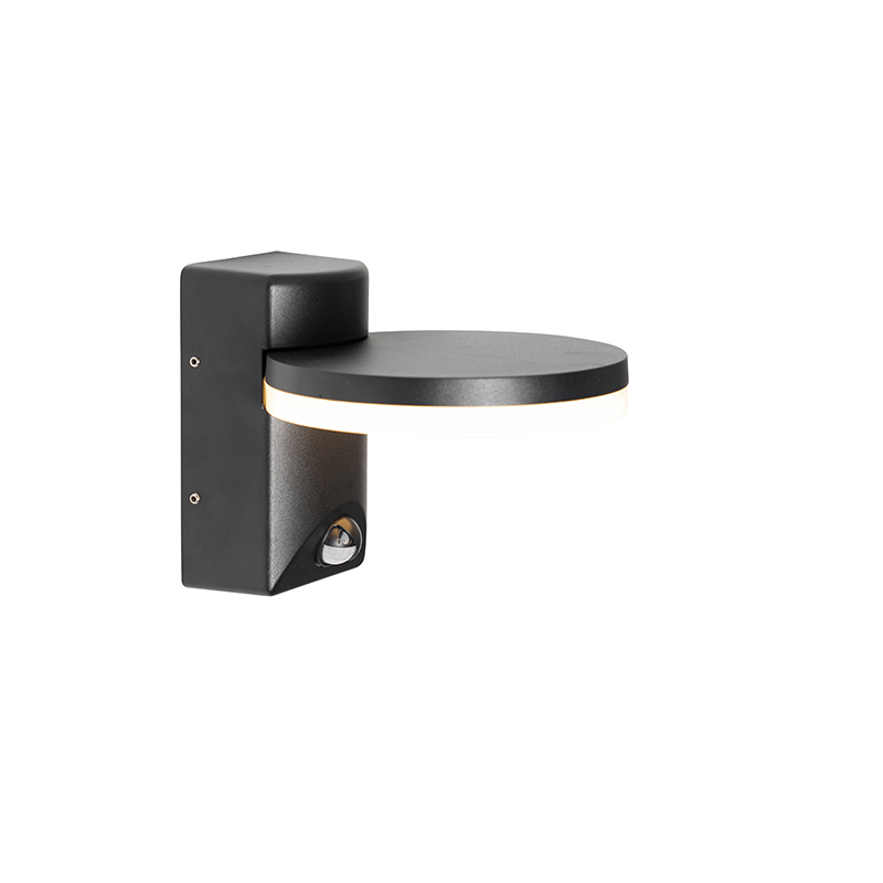 Lámpara de pared exterior negra con LED IP54 sensor de movimiento - Esmee