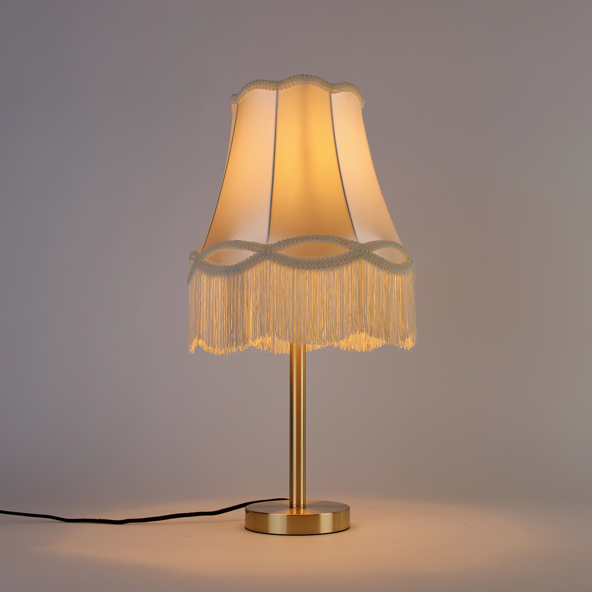 Lampe de table classique en laiton avec abat-jour Granny crème 30 cm - Simplo