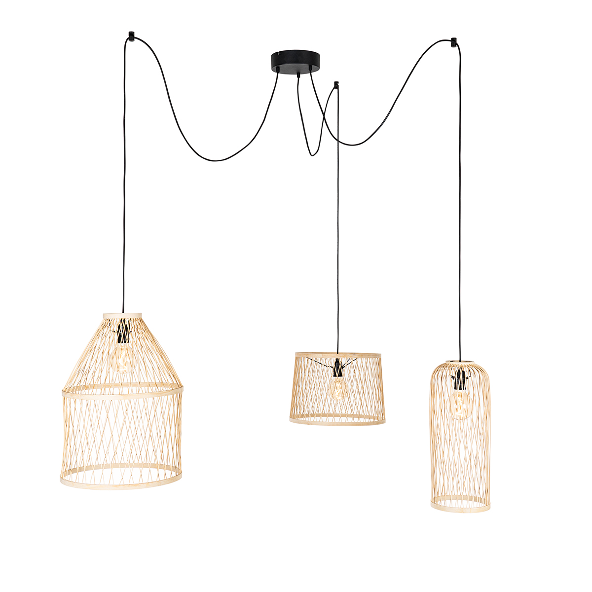 Rustic Outdoor Pendant Light Rattan 3-Light - Calamus