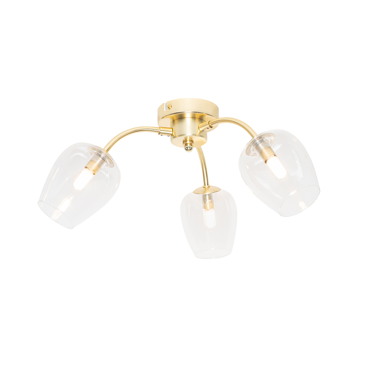 Plafoniera classica oro con vetro 3 luci - Elien