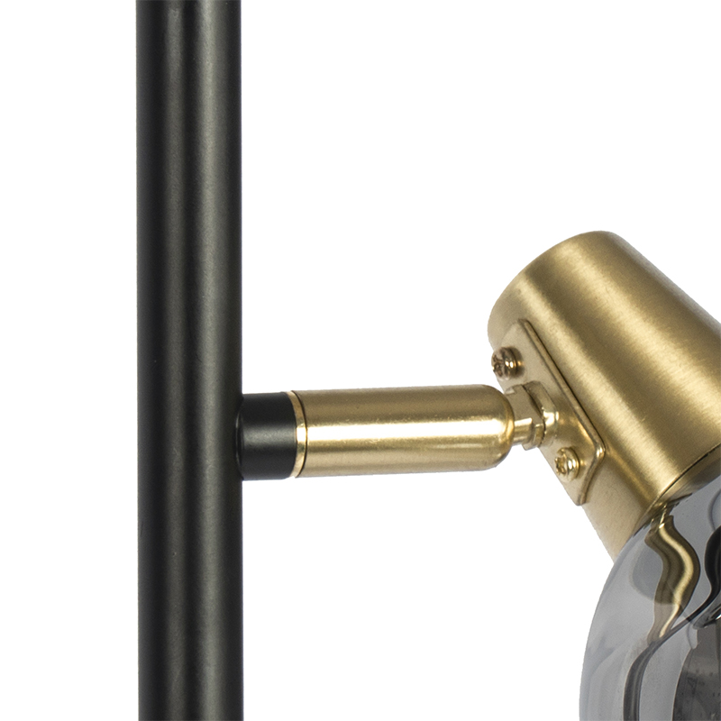 Lampada da terra Art Déco nera e oro con vetro fumé 3 luci - VIDRO