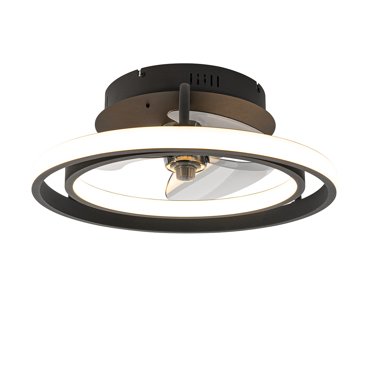 Ventilatore da soffitto nero 46,5 cm con LED e telecomando - Kees