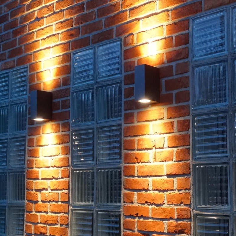 Set of 4 Wall Light Dark Grey 2-Light IP44 - Baleno
