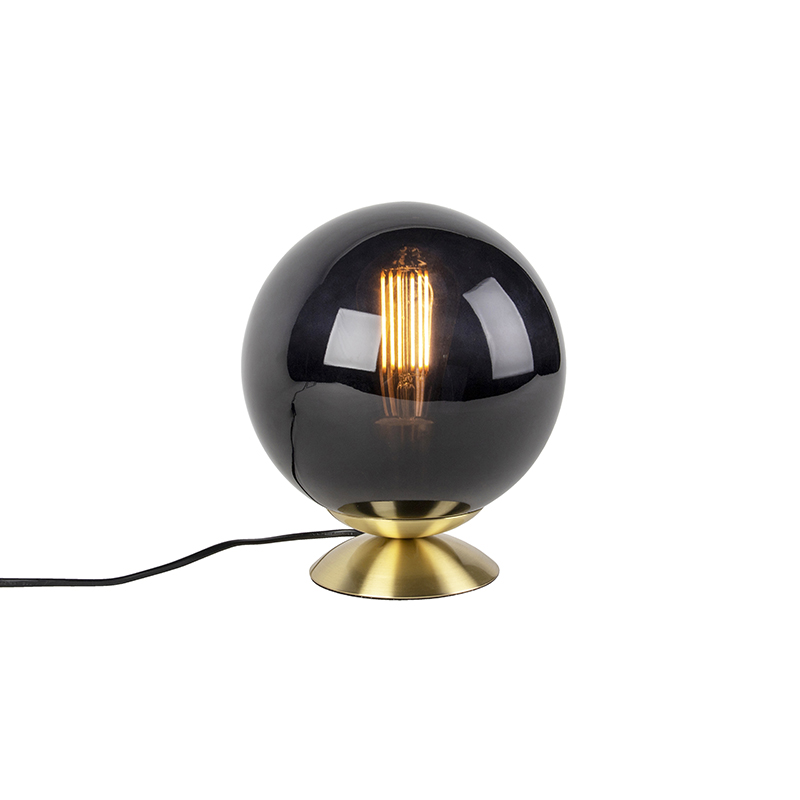 Lampada da tavolo Art Déco in ottone con vetro nero - Pallon