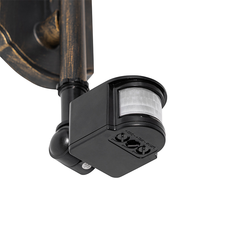 Aplique de pared para exteriores oro antiguo con sensor de movimiento IP44 - Daphne
