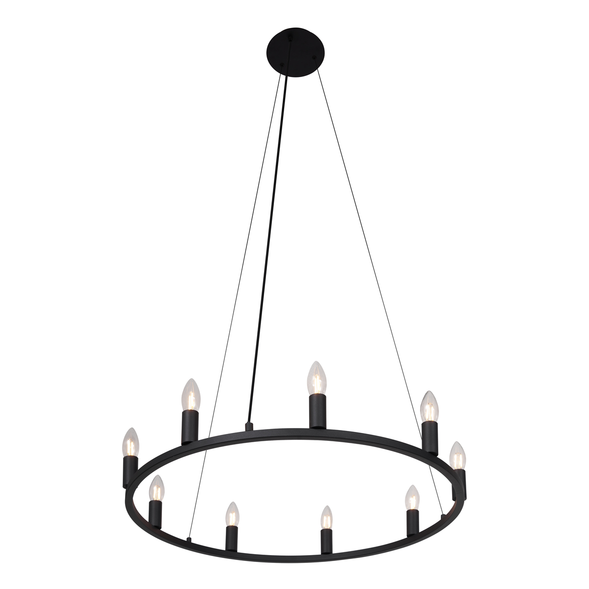 Lámpara colgante industrial negra de 9 luces - Knight